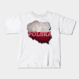 Poland Outline in Grunge Style Polska Eagle Kids T-Shirt